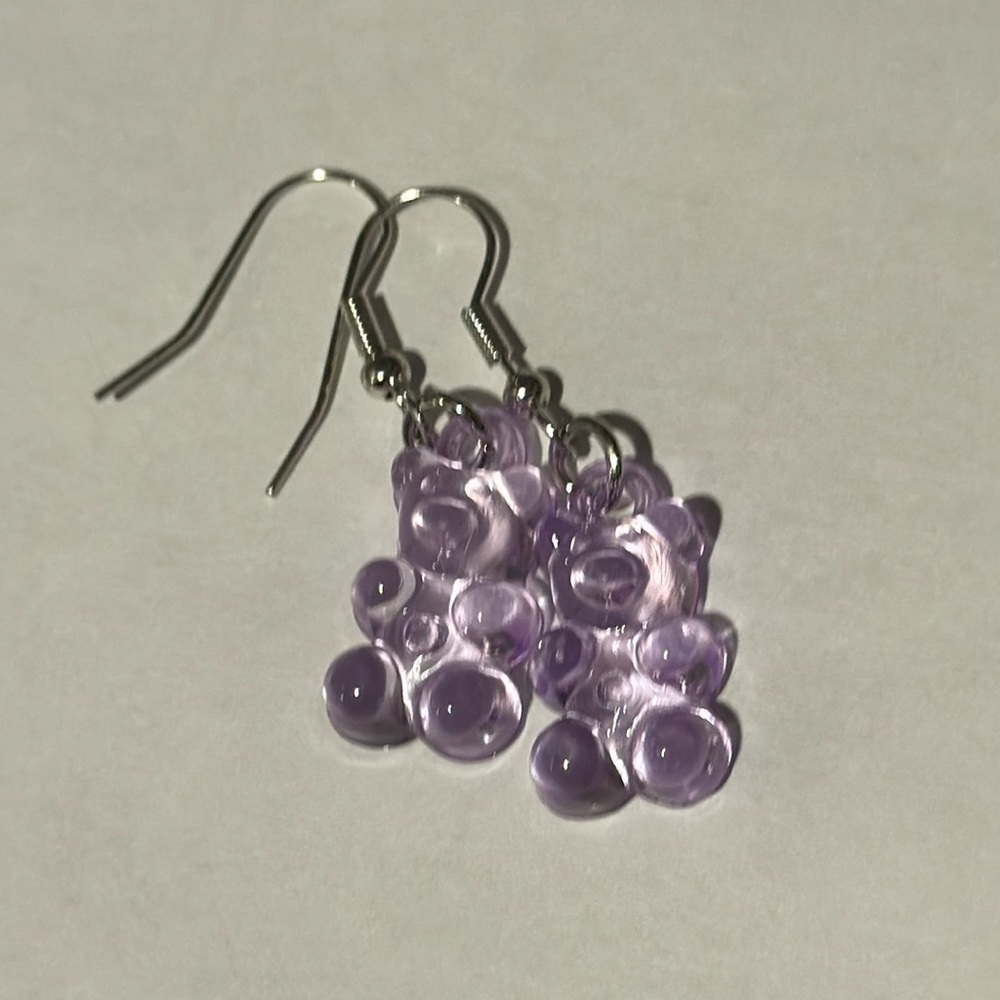 Gummy bear purple earrings